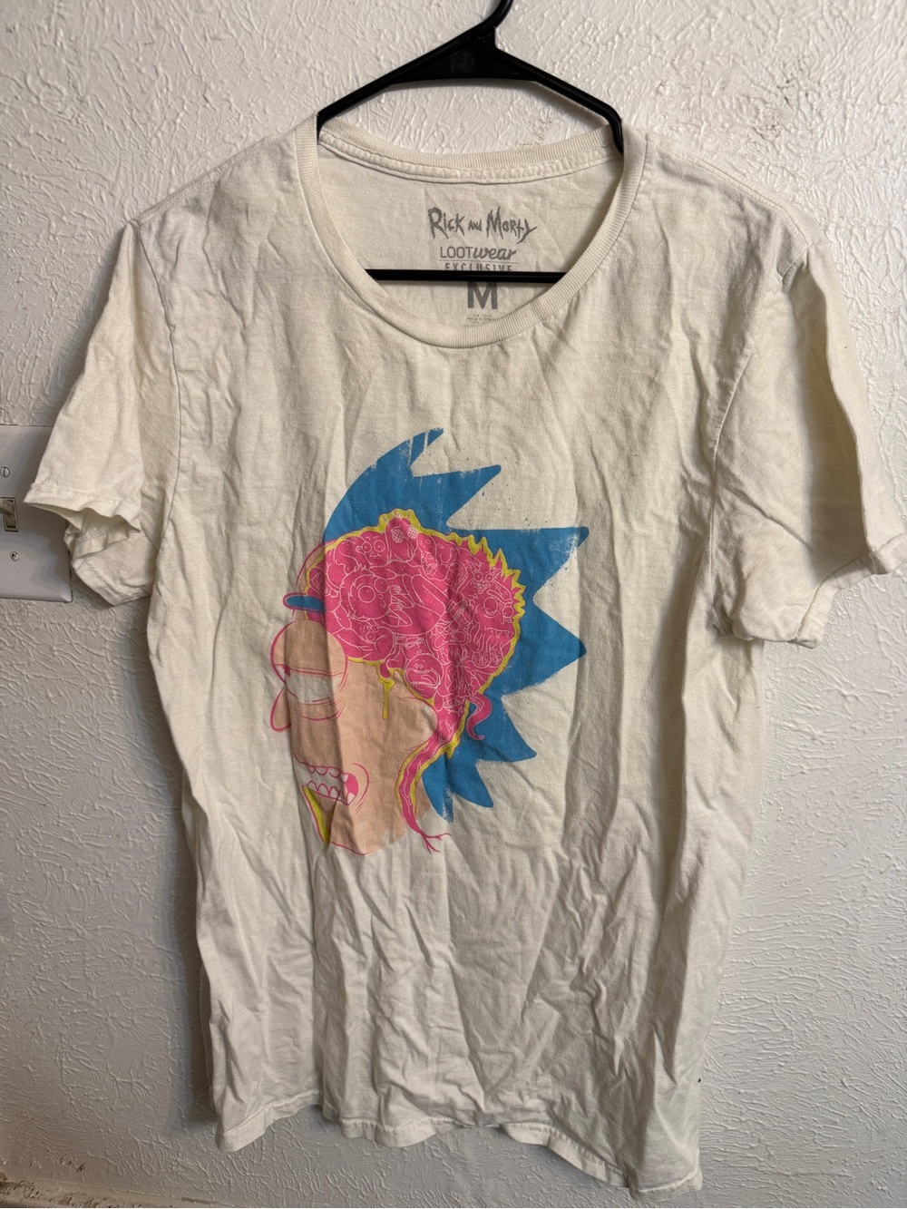 Rick and Morty Women’s Cream Graphic Tee with Pink & Blue Design
